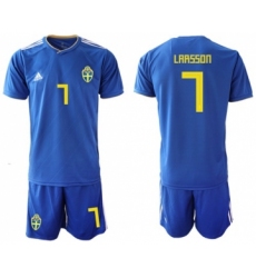 Sweden #7 Larsson Away Soccer Country Jersey