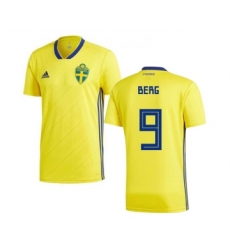 Sweden #9 Berg Home Soccer Country Jersey