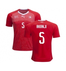 Switzerland #5 Akanji Home Soccer Country Jersey