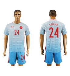 Turkey #24 Caglar Away Soccer Country Jersey