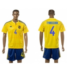 Ukraine #4 Tymoschuk Home Soccer Country Jersey