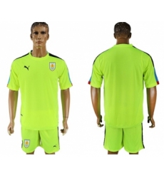 Uruguay Blank Shiny Green Goalkeeper Soccer Country Jersey