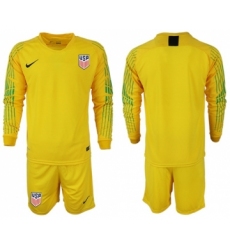 USA Blank Yellow Goalkeeper Long Sleeves Soccer Country Jersey