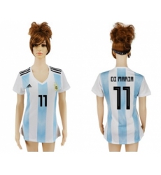 Women's Argentina #11 Di Maria Home Soccer Country Jersey
