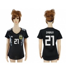 Women's Argentina #21 Dybala Away Soccer Country Jersey