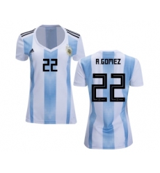 Women's Argentina #22 A.Gomez Home Soccer Country Jersey