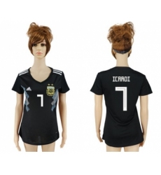 Women's Argentina #7 Icardi Away Soccer Country Jersey