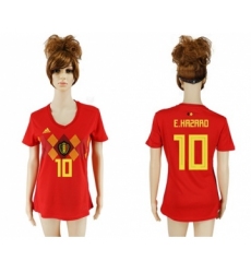 Women's Belgium #10 E.Hazard Red Home Soccer Country Jersey