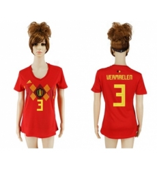 Women's Belgium #3 Vermaelen Red Home Soccer Country Jersey