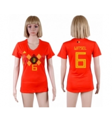 Women's Belgium #6 Witsel Red Home Soccer Country Jersey
