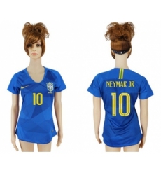 Women's Brazil #10 Neymar Jr Away Soccer Country Jersey