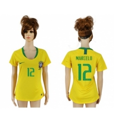 Women's Brazil #12 Marcelo Home Soccer Country Jersey