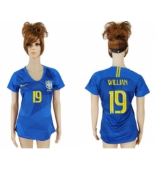 Women's Brazil #19 Willian Away Soccer Country Jersey