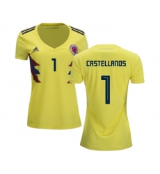 Women's Colombia #1 Castellanos Home Soccer Country Jersey