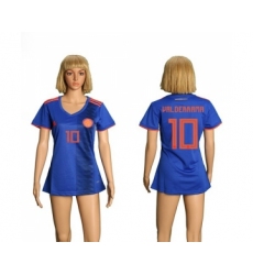 Women's Colombia #10 Valderrama Away Soccer Country Jersey