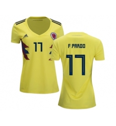 Women's Colombia #17 F.Pardo Home Soccer Country Jersey