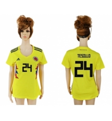 Women's Colombia #24 Tesillo Home Soccer Country Jersey