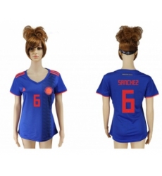 Women's Colombia #6 Sanchez Away Soccer Country Jersey