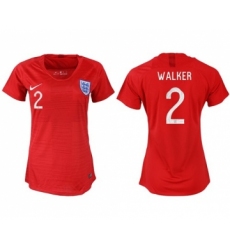 Women's England #2 Walker Away Soccer Country Jersey