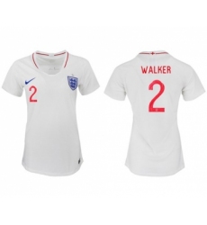 Women's England #2 Walker Home Soccer Country Jersey