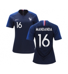 Women's France #16 Mandanda Home Soccer Country Jersey