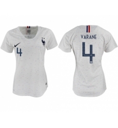 Women's France #4 Varane Away Soccer Country Jersey
