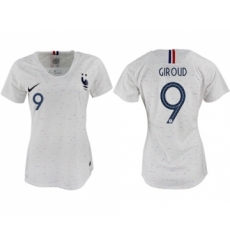 Women's France #9 Giroud Away Soccer Country Jersey