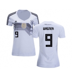 Women's Germany #9 Wagner White Home Soccer Country Jersey