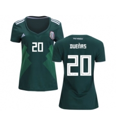 Women's Mexico #20 Duenas Home Soccer Country Jersey