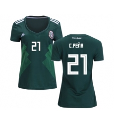 Women's Mexico #21 C.Pena Home Soccer Country Jersey