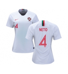 Women's Portugal #4 Neto Away Soccer Country Jersey