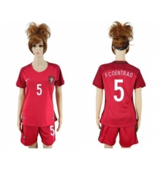 Women's Portugal #5 F.Coentrao Home Soccer Country Jersey