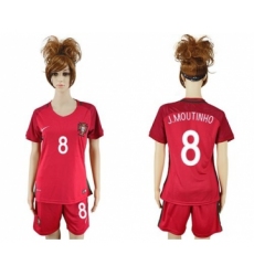 Women's Portugal #8 J.Moutinho Home Soccer Country Jersey