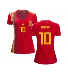 Women's Spain #10 Thiago Red Home Soccer Country Jersey