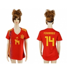 Women's Spain #14 Fernandez Red Home Soccer Country Jersey