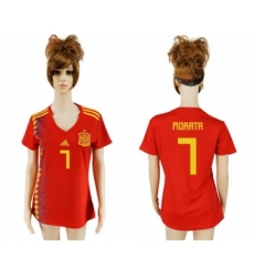 Women's Spain #7 Morata Red Home Soccer Country Jersey