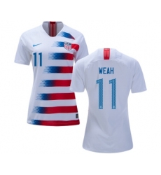 Women's USA #11 Weah Home Soccer Country Jersey