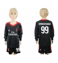 AC Milan #99 Donnarumma Black Goalkeeper Long Sleeves Kid Soccer Club Jersey