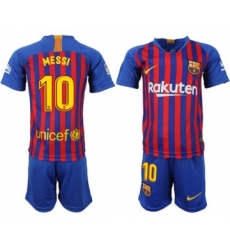 Barcelona #10 Messi Home Kid Soccer Club Jersey
