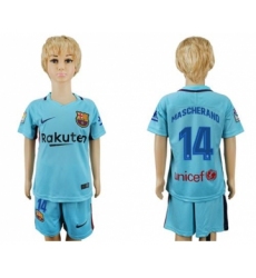 Barcelona #14 Mascherano Away Kid Soccer Club Jersey