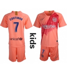 Barcelona #7 Coutinho Third Kid Soccer Club Jersey