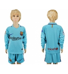Barcelona Blank Away Long Sleeves Kid Soccer Club Jersey