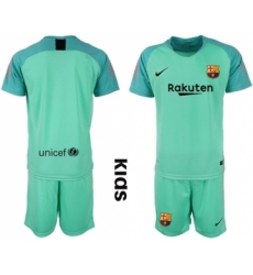 Barcelona Blank Green Goalkeeper Kid Soccer Club Jersey