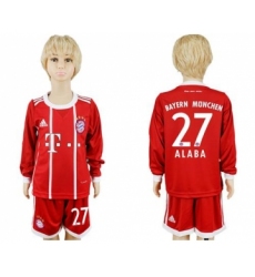 Bayern Munchen #27 Alaba Home Long Sleeves Kid Soccer Club Jersey