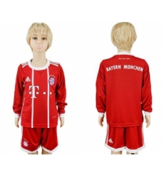 Bayern Munchen Blank Home Long Sleeves Kid Soccer Club Jersey