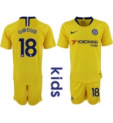 Chelsea #18 Giroud Away Kid Soccer Club Jersey