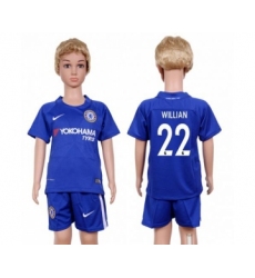 Chelsea #22 Willian Blue Home Kid Soccer Club Jersey