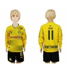 Dortmund #11 Reus Home Long Sleeves Kid Soccer Club Jersey