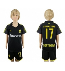 Dortmund #17 Aubameyang Away Kid Soccer Club Jersey