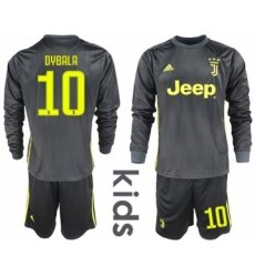 Juventus #10 Dybala Third Long Sleeves Kid Soccer Club Jersey